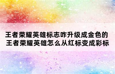 王者荣耀英雄标志咋升级成金色的 王者荣耀英雄怎么从红标变成彩标